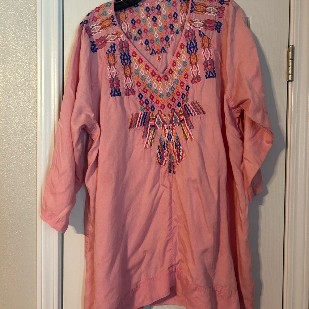 Soft Surrounding Embroidered Pink Women's Top 2x
